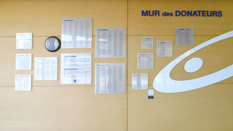 Le mur des donateurs de la Fondation UTT